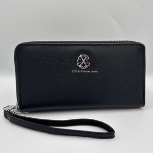 CXL Christian Lacroix‎ Black Double Zip Wristlet Wallet NWT Zip Around New